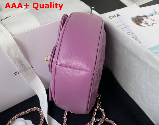 Chanel Heart Clutch with Chain Purple Lambskin Gold Tone Metal Ref AP2784 Replica