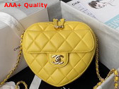 Chanel Heart Clutch with Chain Yellow Lambskin Gold Tone Metal Ref AP2784 Replica