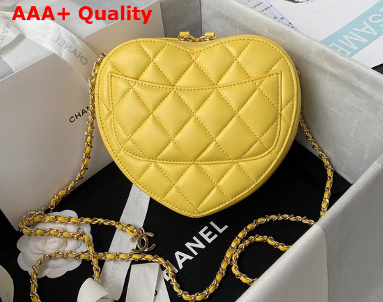 Chanel Heart Clutch with Chain Yellow Lambskin Gold Tone Metal Ref AP2784 Replica