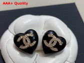 Chanel Heart Earrings in Black Resin Replica