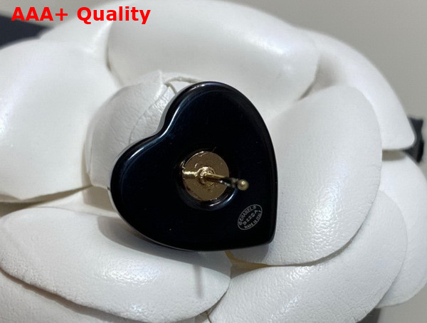 Chanel Heart Earrings in Black Resin Replica