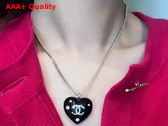 Chanel Heart Necklace Gold Metal and Black Resin Replica