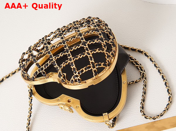 Chanel Heart Shape Clutch with Chain Gold Metal and Black Lambskin Replica