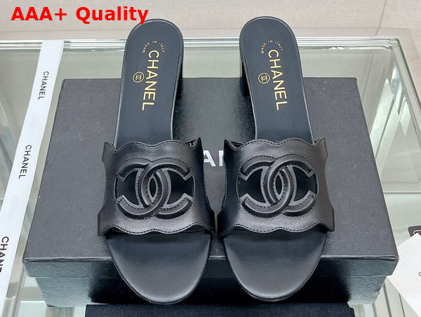 Chanel Heeled Mule in Black Lambskin Replica