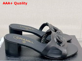 Chanel Heeled Mule in Black Lambskin Replica