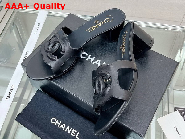 Chanel Heeled Mule in Black Lambskin Replica