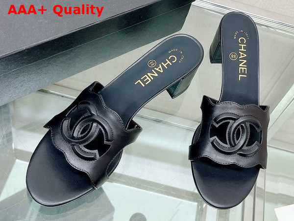 Chanel Heeled Mule in Black Lambskin Replica