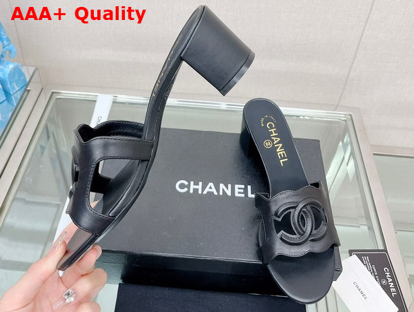 Chanel Heeled Mule in Black Lambskin Replica