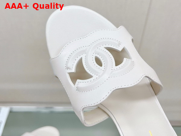 Chanel Heeled Mule in White Lambskin Replica