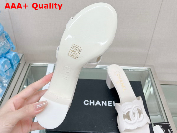 Chanel Heeled Mule in White Lambskin Replica