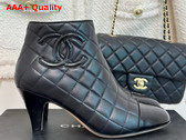 Chanel Heeled Short Boot in Black Quilted Lambskin Replica