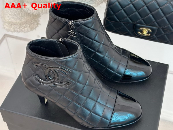 Chanel Heeled Short Boot in Black Quilted Lambskin Replica