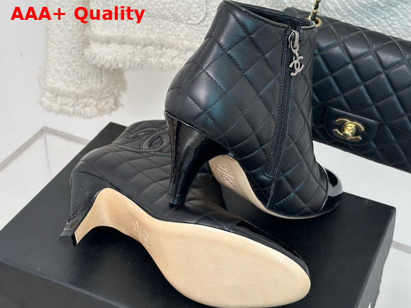 Chanel Heeled Short Boot in Black Quilted Lambskin Replica