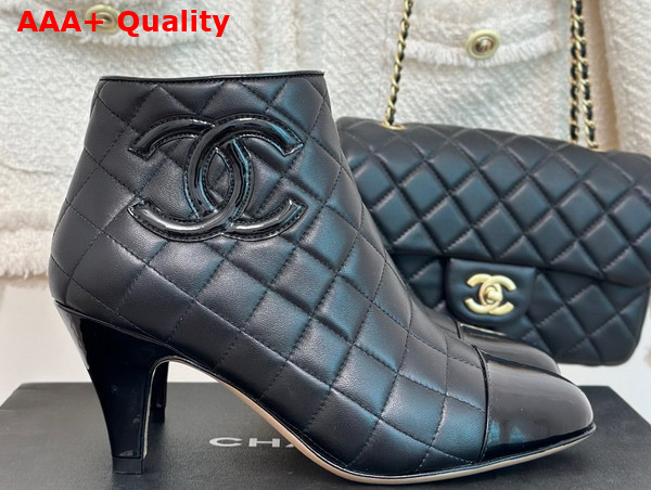 Chanel Heeled Short Boot in Black Quilted Lambskin Replica