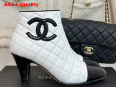 Chanel Heeled Short Boot in White Quilted Lambskin Replica