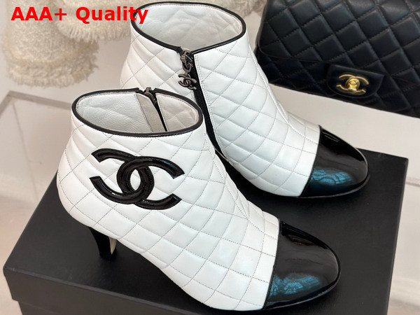 Chanel Heeled Short Boot in White Quilted Lambskin Replica