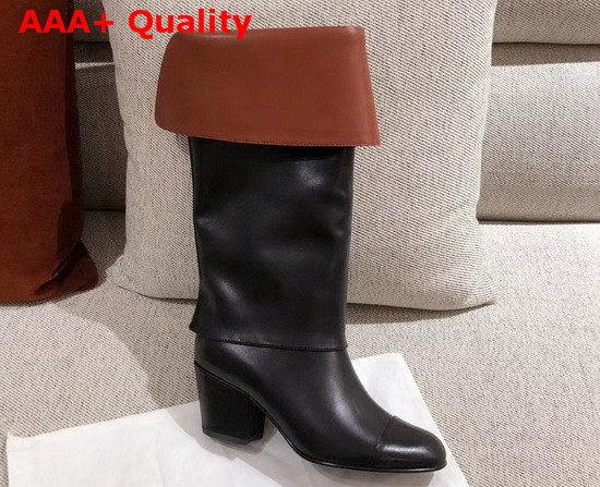 Chanel High Boots Calfskin Black and Brown G36719 Replica