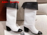 Chanel High Boots Calfskin White and Black G36719 Replica