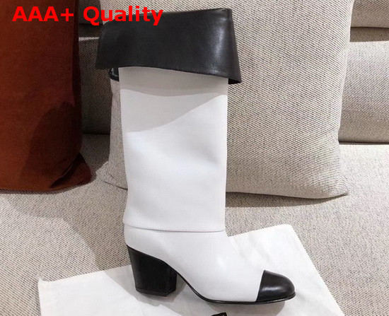 Chanel High Boots Calfskin White and Black G36719 Replica