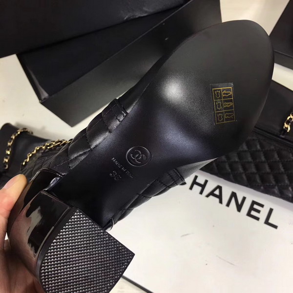 Chanel High Boots Lambskin and Patent Calfskin Black 3in Heel For Sale