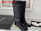 Chanel High Boots Mixed Fibers Lambskin Patent Calfskin Black Ref G38428 Replica