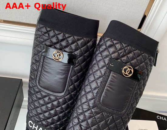 Chanel High Boots Mixed Fibers Lambskin Patent Calfskin Black Ref G38428 Replica