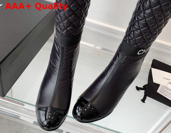 Chanel High Boots Mixed Fibers Lambskin Patent Calfskin Black Ref G38428 Replica