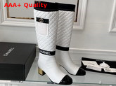 Chanel High Boots Mixed Fibers Lambskin Patent Calfskin White and Black Ref G38428 Replica