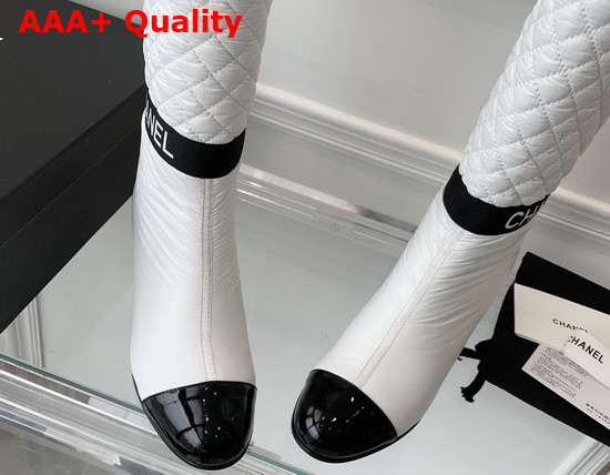 Chanel High Boots Mixed Fibers Lambskin Patent Calfskin White and Black Ref G38428 Replica