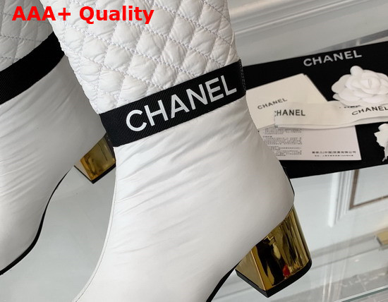 Chanel High Boots Mixed Fibers Lambskin Patent Calfskin White and Black Ref G38428 Replica