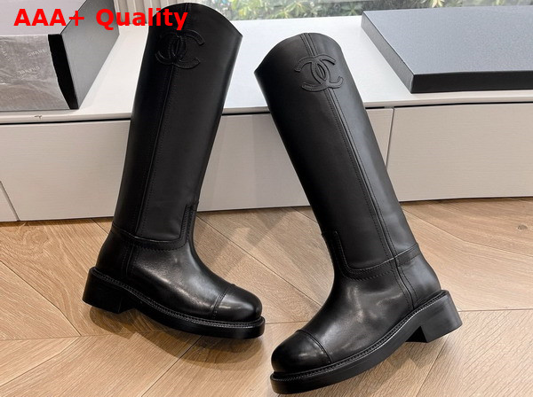 Chanel High Boots in Black Calfskin Replica