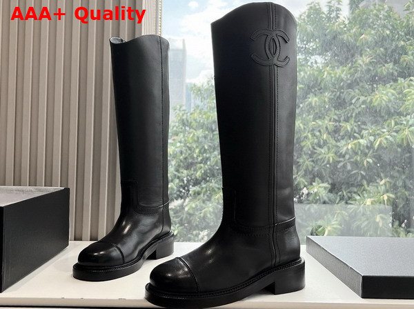 Chanel High Boots in Black Calfskin Replica