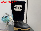 Chanel High Boots in Black Calfskin and Shearling Replica