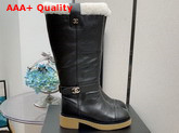 Chanel High Boots in Black Calfskin with Shearling Lining Replica