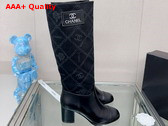 Chanel High Boots in Black Denim and Calfskin Replica