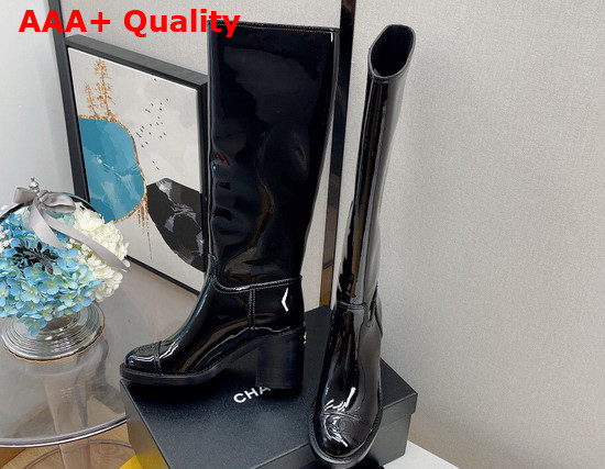 Chanel High Boots in Black Patent Calfskin Ref G38174 Replica