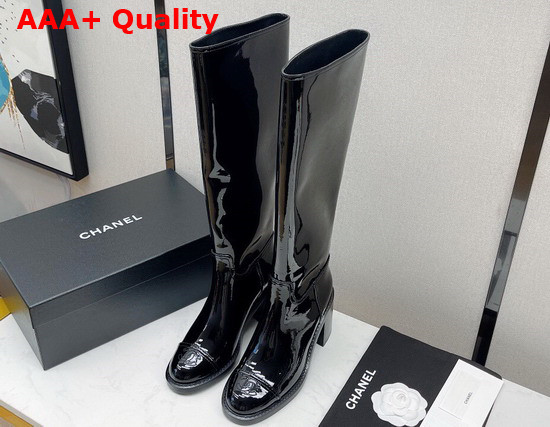 Chanel High Boots in Black Patent Calfskin Ref G38174 Replica