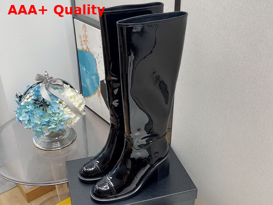 Chanel High Boots in Black Patent Calfskin Ref G38174 Replica