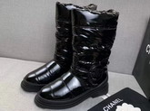 Chanel High Boots in Black Quilted Metallic Fabric