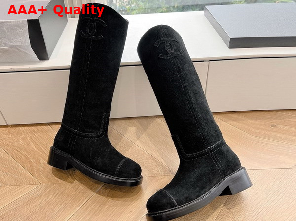 Chanel High Boots in Black Suede Replica