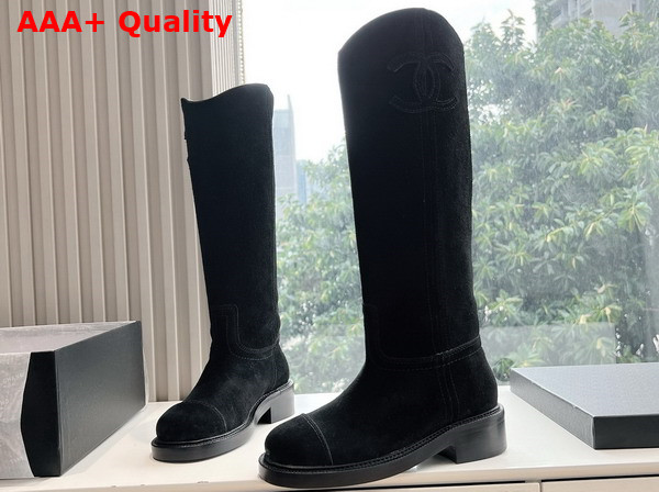 Chanel High Boots in Black Suede Replica