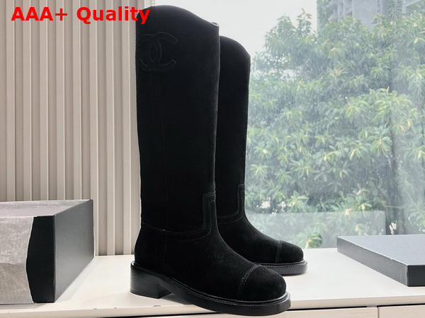 Chanel High Boots in Black Suede Replica