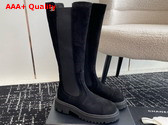 Chanel High Boots in Black Suede and Stretch Fabric Replica