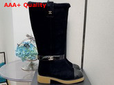 Chanel High Boots in Black Suede with Shearling Lining Replica