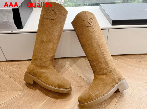 Chanel High Boots in Brown Suede Replica