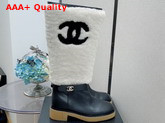 Chanel High Boots in Calfskin and Shearling Black and White Replica