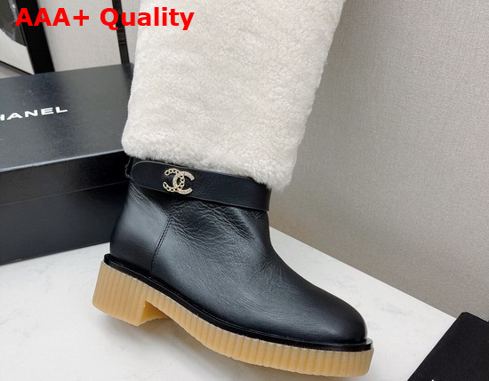 Chanel High Boots in Calfskin and Shearling Black and White Replica