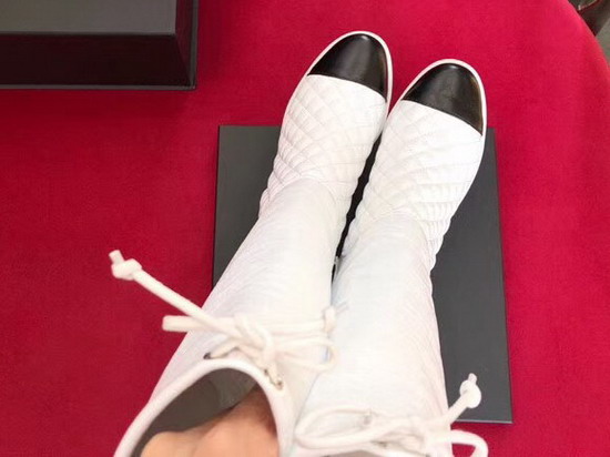 Chanel High Boots in White Calfskin