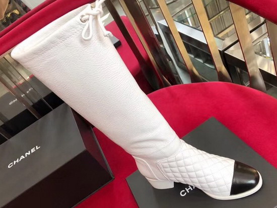 Chanel High Boots in White Calfskin