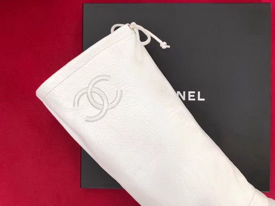 Chanel High Boots in White Calfskin